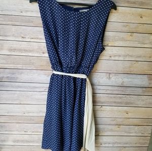 Forever 21 Navy And Tan Polkadot Dress |L